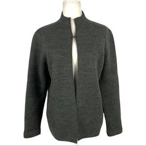 Peruvian Connection Baby Alpaca High Neck  Open Cardigan Sweater Size Small Gree